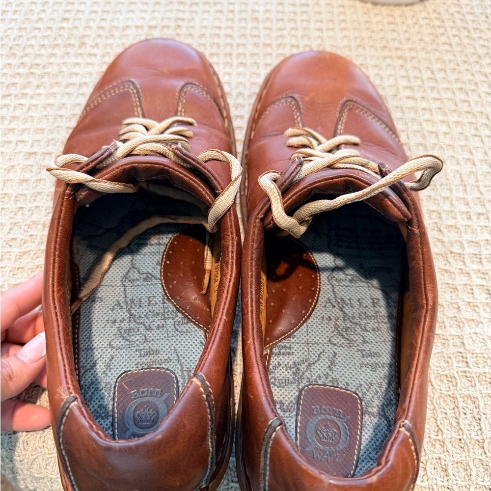 Born Brown Leather Men's Slip-On Lace Casual Shoes - Picture 7 of 8